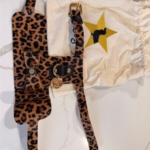 Poised Pup leather Leopard Print Dog Harness and Leash Set